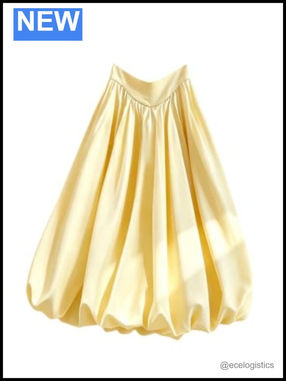 Women's Bubble Hem Long Skirt Elastic Waist Ruffle Summer A-Line